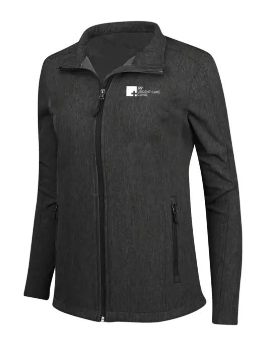 Black Charcoal Heather Womens Core Soft Shell Jacket w/My Urgent Care Logo