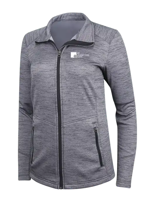 Medium Grey Womens Digi Stripe Fleece Jacket w/My Urgent Care Logo