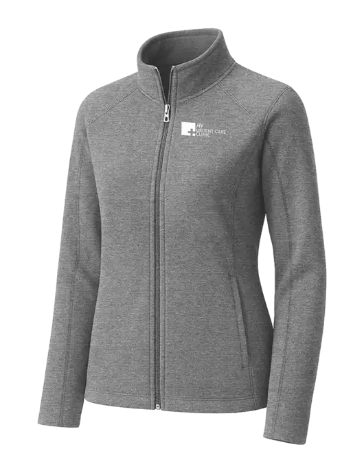 Medium Grey Womens Heather Microfleece Full-Zip Jacket w/My Urgent Care Logo