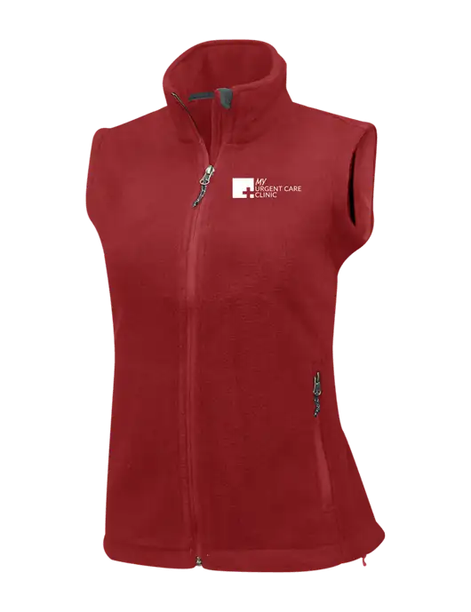 Red Womens Fleece Vest w/My Urgent Care Logo