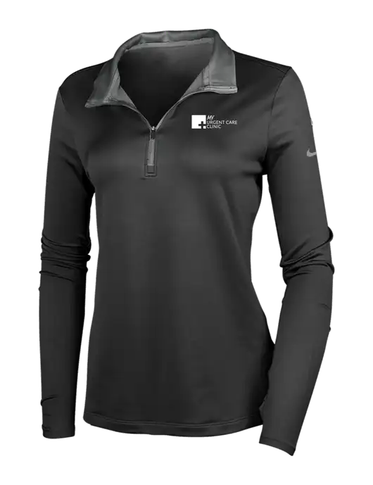 NIKE Black/Dark Grey Womens Dry-Fit Stretch 1/2 Zip Cover-Up w/My Urgent Care Logo