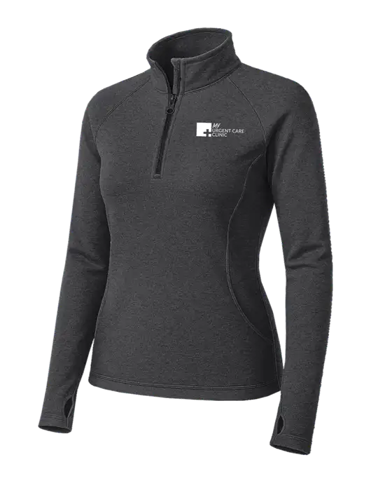 Dark Grey Heather Womens Sport Wick Stretch 1/4 Zip Pullover w/My Urgent Care Logo
