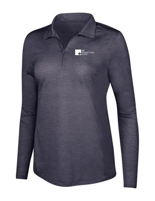 True Navy Heather Womens Posicharge Tri-Blend Wicking 1/4 Zip Pullover w/My Urgent Care Logo