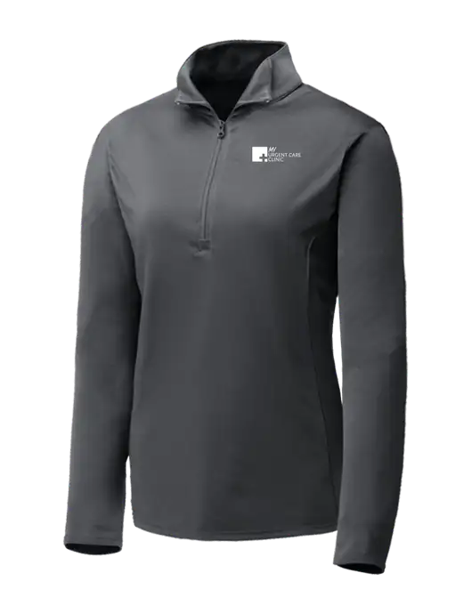 Dark Grey Womens Posicharge Competitor ¼ Zip Pullover w/My Urgent Care Logo