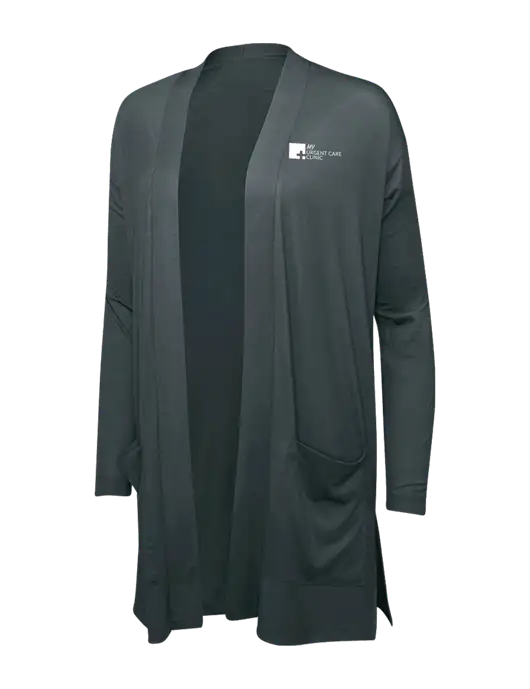 Smoke Grey Womens Concept Long Pocket Cardigan w/My Urgent Care Logo
