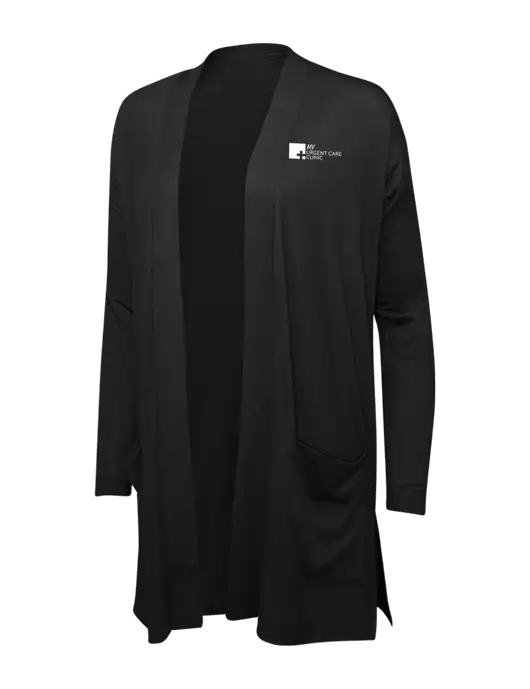 Black Womens Concept Long Pocket Cardigan w/My Urgent Care Logo