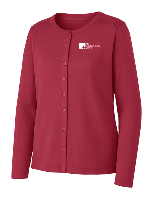Rich Red Womens Concept Stretch Button-Front Cardigan Sweater w/My Urgent Care Logo