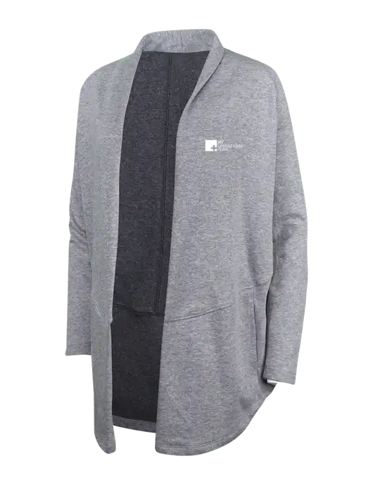 Medium Heather Grey/Char Heather Womens Interlock Cardigan w/My Urgent Care Logo