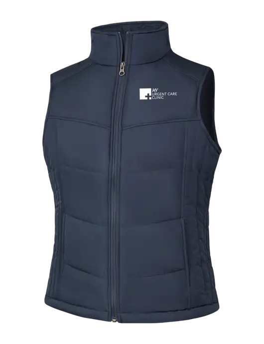  Womens Dark Slate/Black Puffy Vest w/My Urgent Care Logo