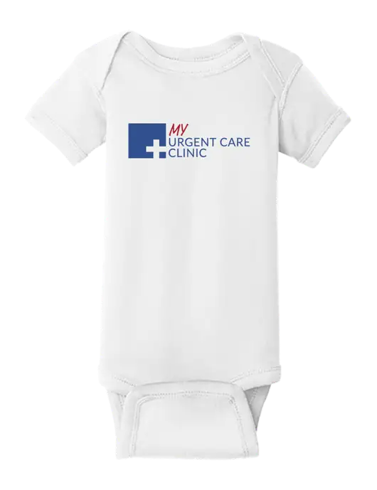 Rabbit Skins White Infant Short Sleeve Baby Rib Bodysuit w/My Urgent Care Logo