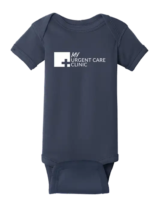 Rabbit Skins Navy Infant Short Sleeve Baby Rib Bodysuit w/My Urgent Care Logo