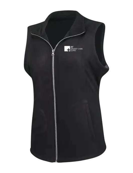 Black Womens Microfleece Vest w/My Urgent Care Logo