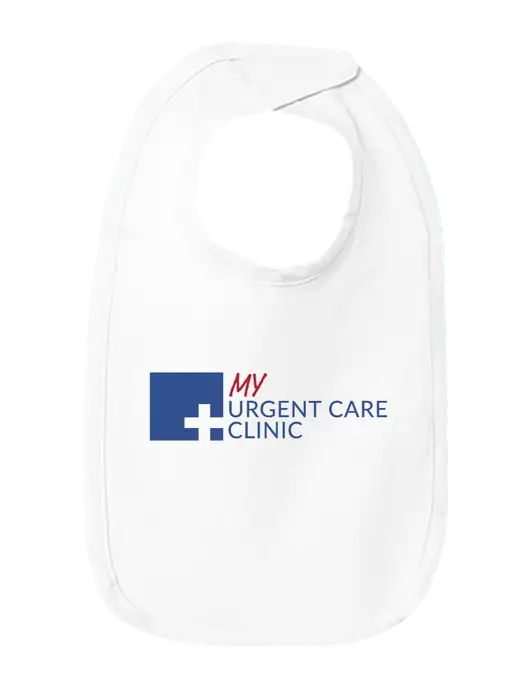 Rabbit Skins White Infant Premium Jersey Bib w/My Urgent Care Logo