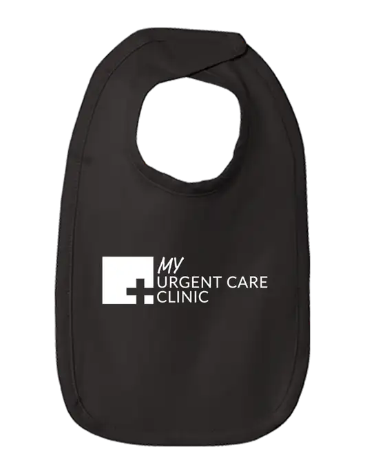 Rabbit Skins Black Infant Premium Jersey Bib w/My Urgent Care Logo