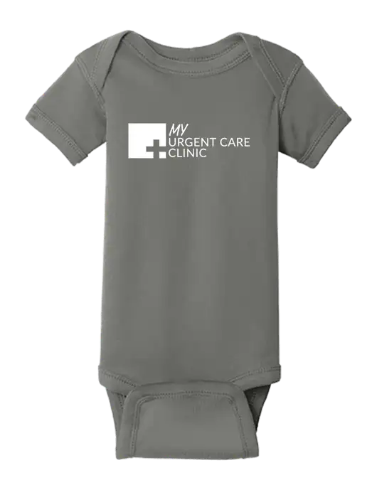 Rabbit Skins Charcoal Infant Short Sleeve Baby Rib Bodysuit w/My Urgent Care Logo