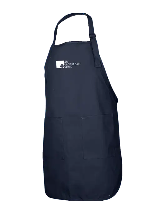 Full-Length Navy Apron With Pockets w/My Urgent Care Logo