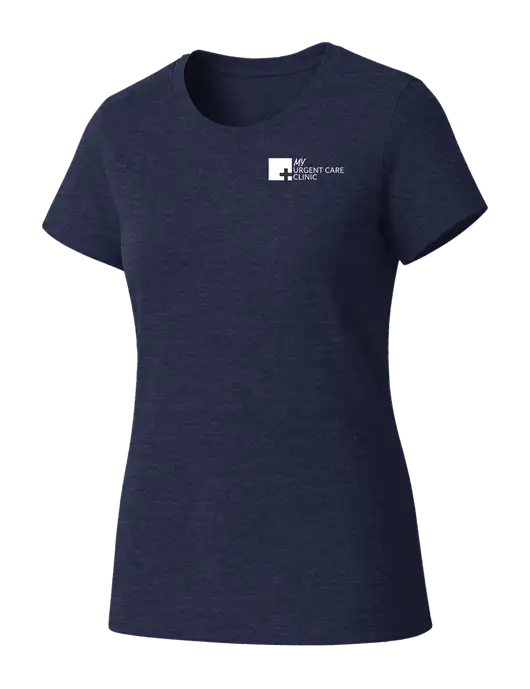 Womens Seriously Soft Heathered Navy T-Shirt w/My Urgent Care Logo