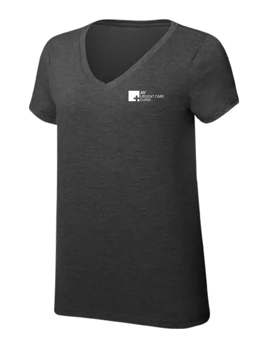 Womens Simply Soft V-Neck Black Frost 4.5oz  Poly/Combed Ring Spun Cotton T-Shirt w/My Urgent Care Logo