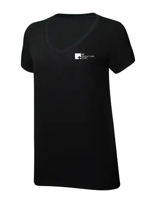Womens Simply Soft V-Neck Black 4.5oz  Poly/Combed Ring Spun Cotton T-Shirt w/My Urgent Care Logo