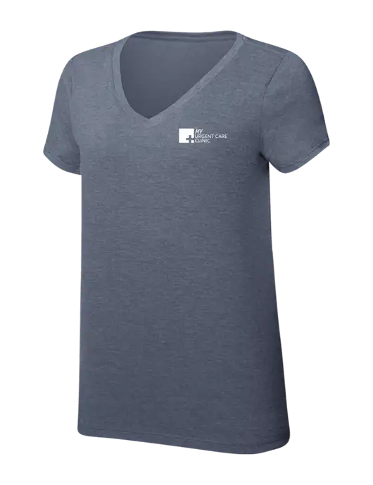 Womens Simply Soft V-Neck Navy Frost 4.5oz  Poly/Combed Ring Spun Cotton T-Shirt w/My Urgent Care Logo