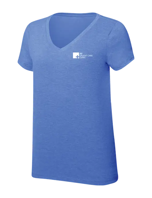 Womens Simply Soft V-Neck Royal Frost 4.5oz  Poly/Combed Ring Spun Cotton T-Shirt w/My Urgent Care Logo