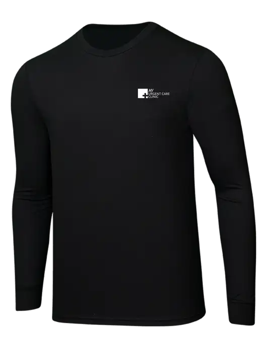 Simply Soft Long Sleeve Black 4.5 oz, Poly/Combed Ring Spun Cotton T-Shirt w/My Urgent Care Logo