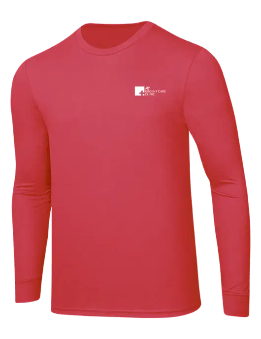 Simply Soft Long Sleeve Red Frost 4.5 oz, Poly/Combed Ring Spun Cotton T-Shirt w/My Urgent Care Logo