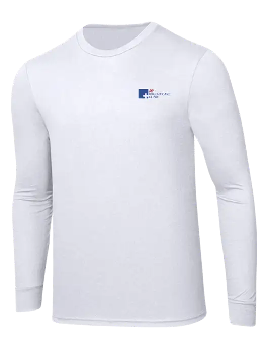 Simply Soft Long Sleeve White 4.5 oz, Poly/Combed Ring Spun Cotton T-Shirt w/My Urgent Care Logo