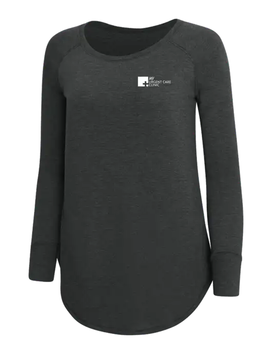 Womens Perfect Wide Collar Tunic Tri-Blend Black Frost 4.5 oz T-Shirt w/My Urgent Care Logo