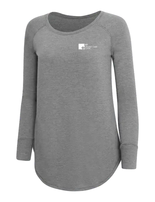 Womens Perfect Wide Collar Tunic Tri-Blend Grey Frost 4.5 oz T-Shirt w/My Urgent Care Logo