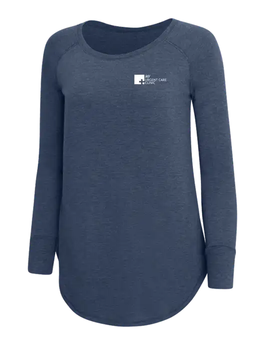 Womens Perfect Wide Collar Tunic Tri-Blend Navy Frost 4.5 oz T-Shirt w/My Urgent Care Logo