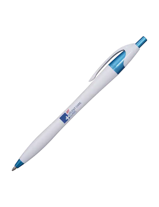 Novella White/Blue Shimmer Pen - Blue Ink w/My Urgent Care Logo