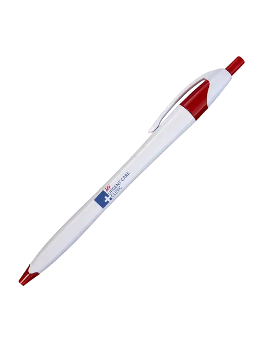 Novella White/Red Classic Pen - Blue Ink w/My Urgent Care Logo