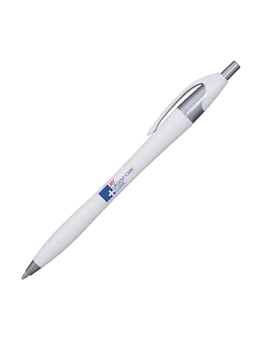 Novella White/Silver Shimmer Pen - Blue Ink w/My Urgent Care Logo