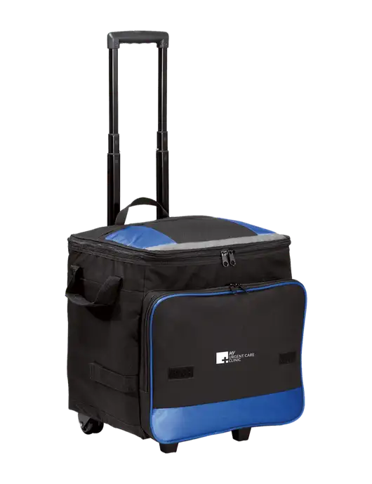 Twilight Blue Rolling Cooler w/My Urgent Care Logo