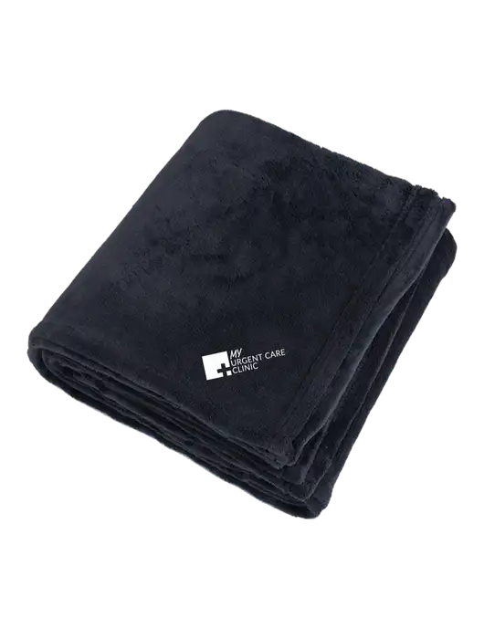 Oversized Deep Black Ultra Plush Blanket w/My Urgent Care Logo