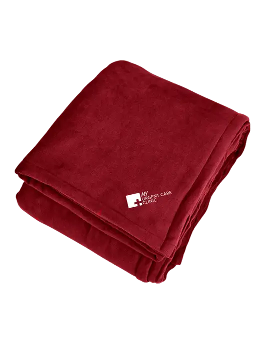 Mountain Lodge Red Rhubarb Blanket w/My Urgent Care Logo