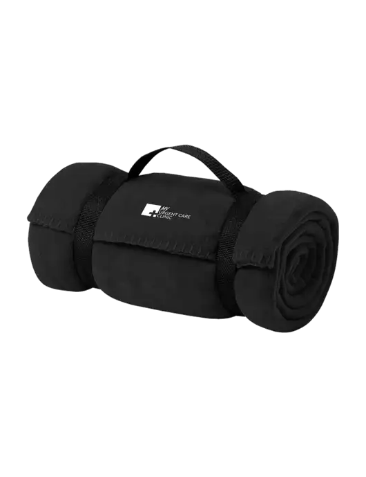 Casual Black Fleece Blanket With Strap w/My Urgent Care Logo
