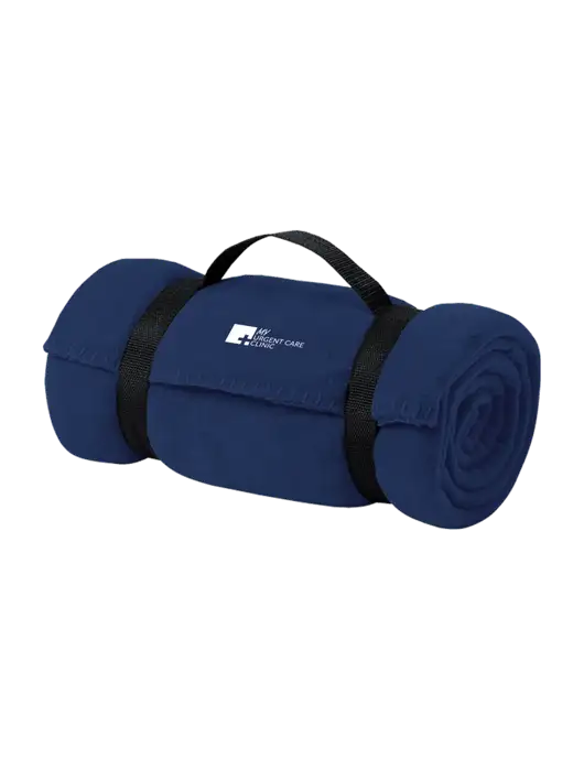 Casual Navy Fleece Blanket With Strap  w/My Urgent Care Logo