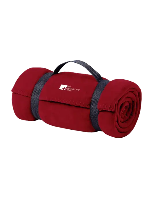 Casual Red Fleece Blanket With Strap w/My Urgent Care Logo