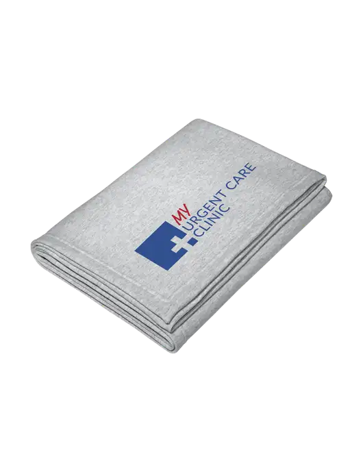 Core Light Grey Heather Fleece Sweatshirt Blanket w/My Urgent Care Logo