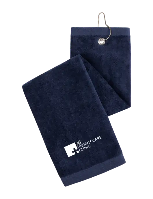 Navy Tri-Fold Golf Towel with Grommet w/My Urgent Care Logo