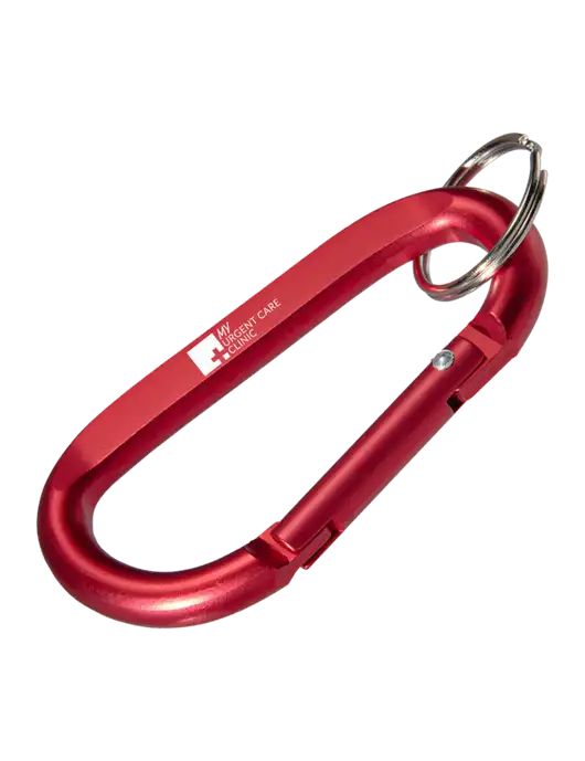Red Carabiner & Key Ring w/My Urgent Care Logo