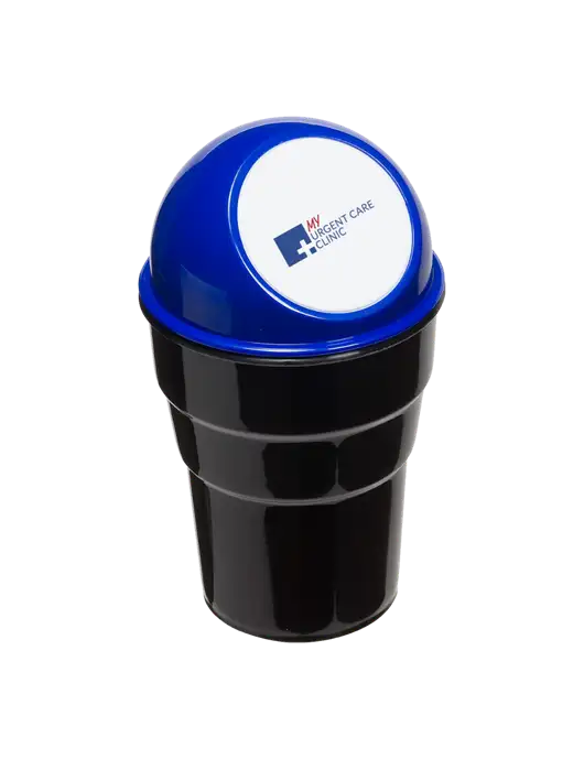 Blue Car Cup Holder Trash Can w/My Urgent Care Logo