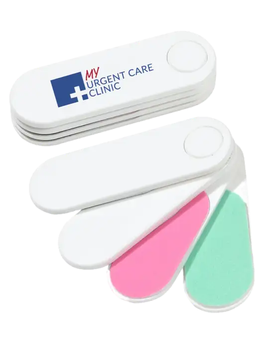 White Folding Nail Files & Buffer w/My Urgent Care Logo