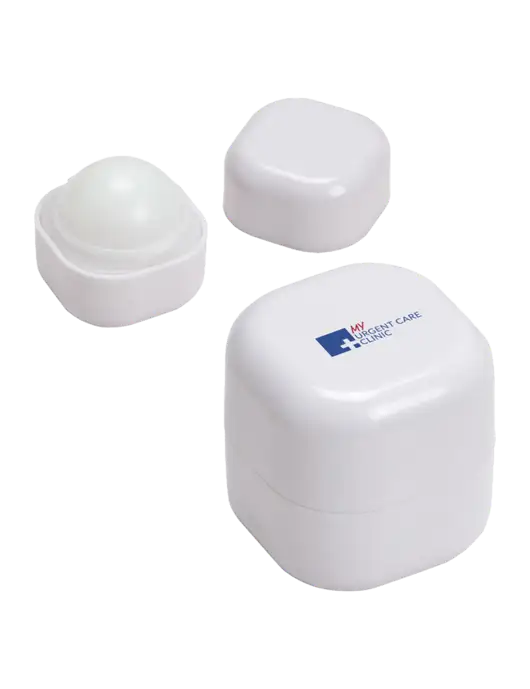 White Chap Cube Vanilla Lip Balm w/My Urgent Care Logo