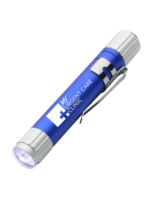 Blue Aluminum LED Penlight w/My Urgent Care Logo