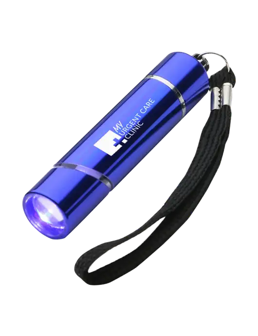 Blue Aluminum Scope LED Flashlight w/My Urgent Care Logo