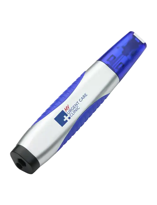 Silver/Blue Level Light Screwdriver Pen w/My Urgent Care Logo