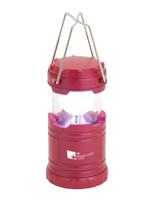 Red Mini Retro Lantern w/My Urgent Care Logo